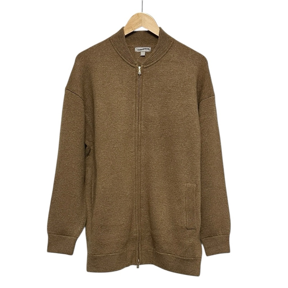 NEW J. CREW Full-zip flight sweater-jacket Heather Rich Camel Size Medium - Picture 2 of 6